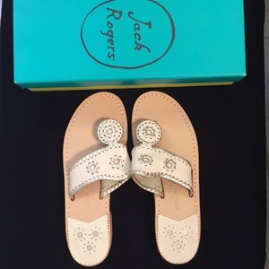 Jack Rogers Palm Beach Platinum Flat Sandal.